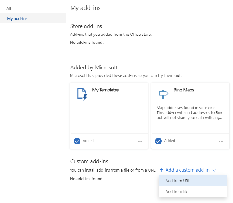 Installation of a custom add-in in Outlook