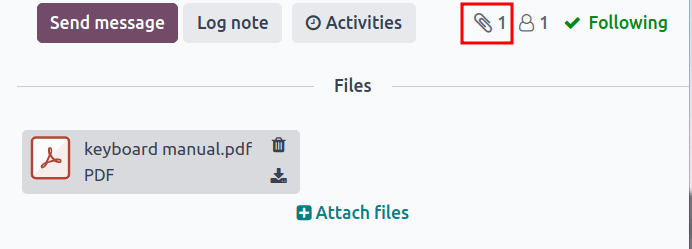 Icono de clip en el chatter para adjuntar archivos a una LdM.