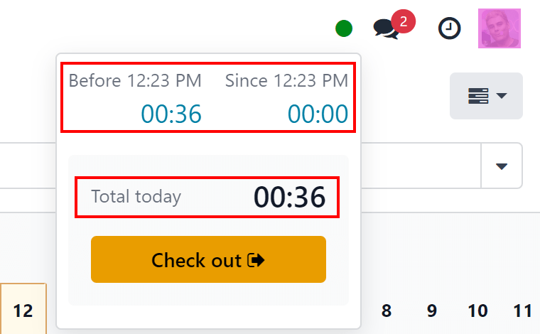 El pop-up que aparece cuando un empleado registra su entrada desde la base de datos.