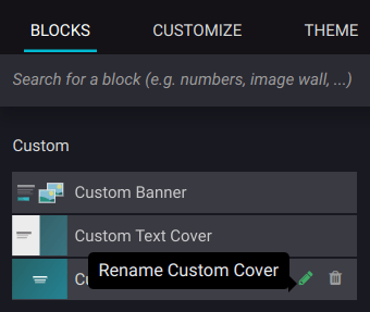 Sección personalizada con los bloques de creación guardados