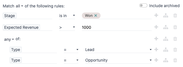 Agregar un filtro personalizado para filtrar registros específicos en CRM.