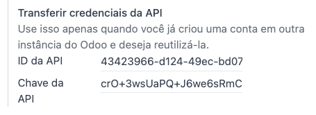Transferir credenciales API.