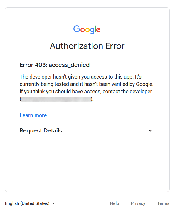 Errore 403 accesso negato.