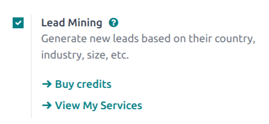 Attivare il lead mining nelle impostazioni di Odoo CRM.