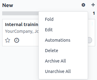 Creare automazioni da una fase kanban