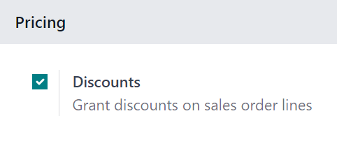 Attivazione dell'opzione di sconto in Odoo Vendite.