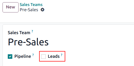 Menu lead nell'applicazione CRM.