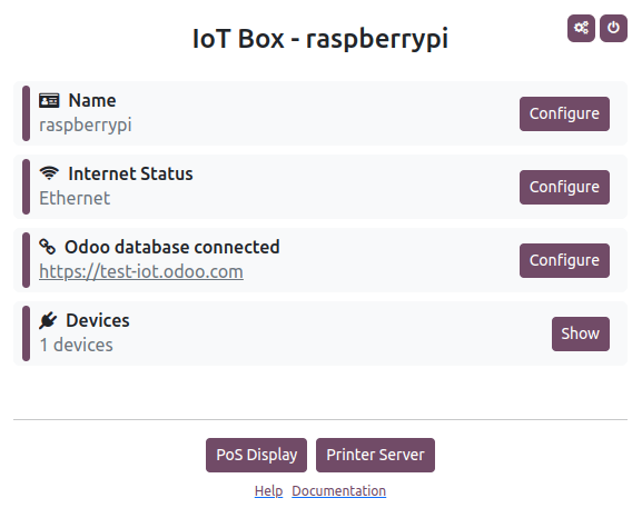 Pagina principale box IoT