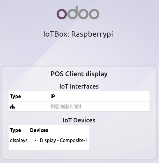 Schermata POS con indirizzo IP della box IoT