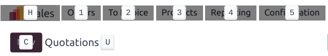Una selezione di scelte rapide da tastiera in Odoo.