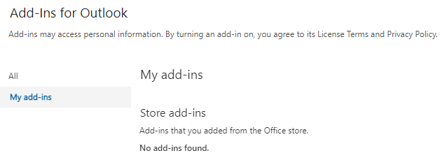 I miei componenti aggiuntivi su Outlook