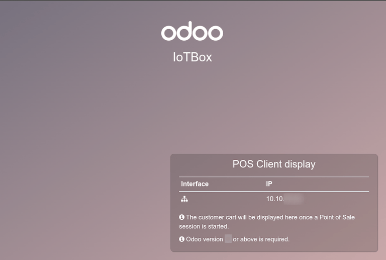 La schermata "Schermo cliente POS" predefinita che appare quando uno schermo viene collegato alla box IoT.